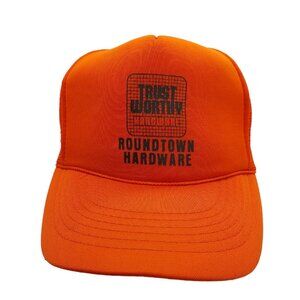 Trust Worthy Hardware Roundtown Hardware Orange Snap Back Trucker Hat Vintage